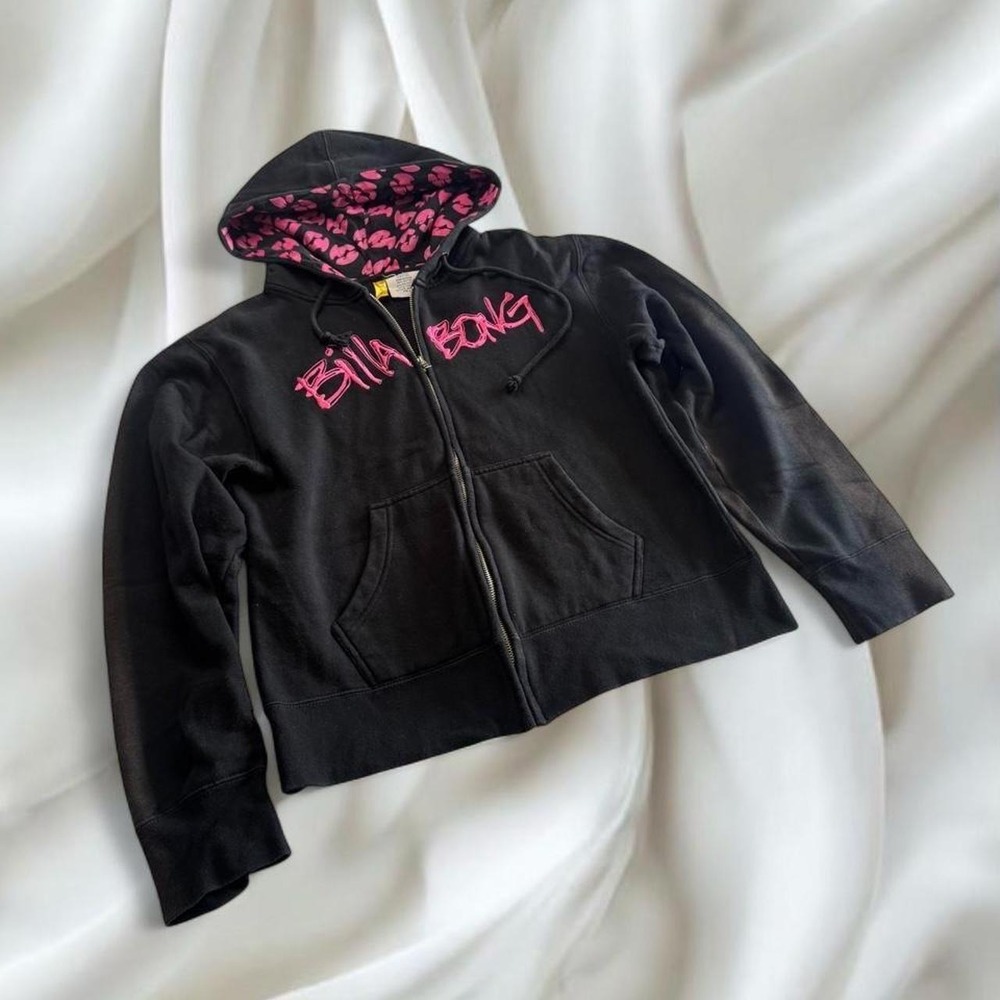 Y2K vintage Billabong pink graphic zip-up jacket grunge skater‎ goth